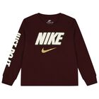 Boys Burgundy Logo Long Sleeve Top, 2, hi-res