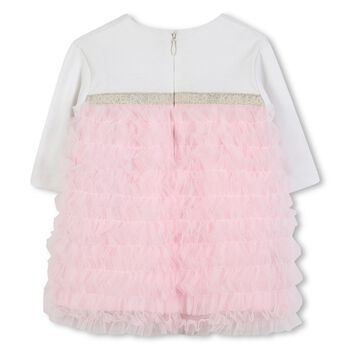 Baby Girls White & Pink Ruffled Dress