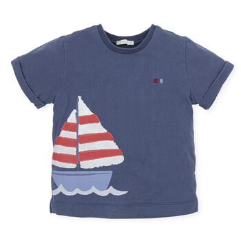 Boys Navy Blue Saill Boat T-Shirt