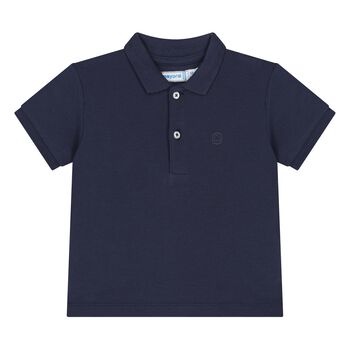 Younger Boys Navy Logo Polo Shirt