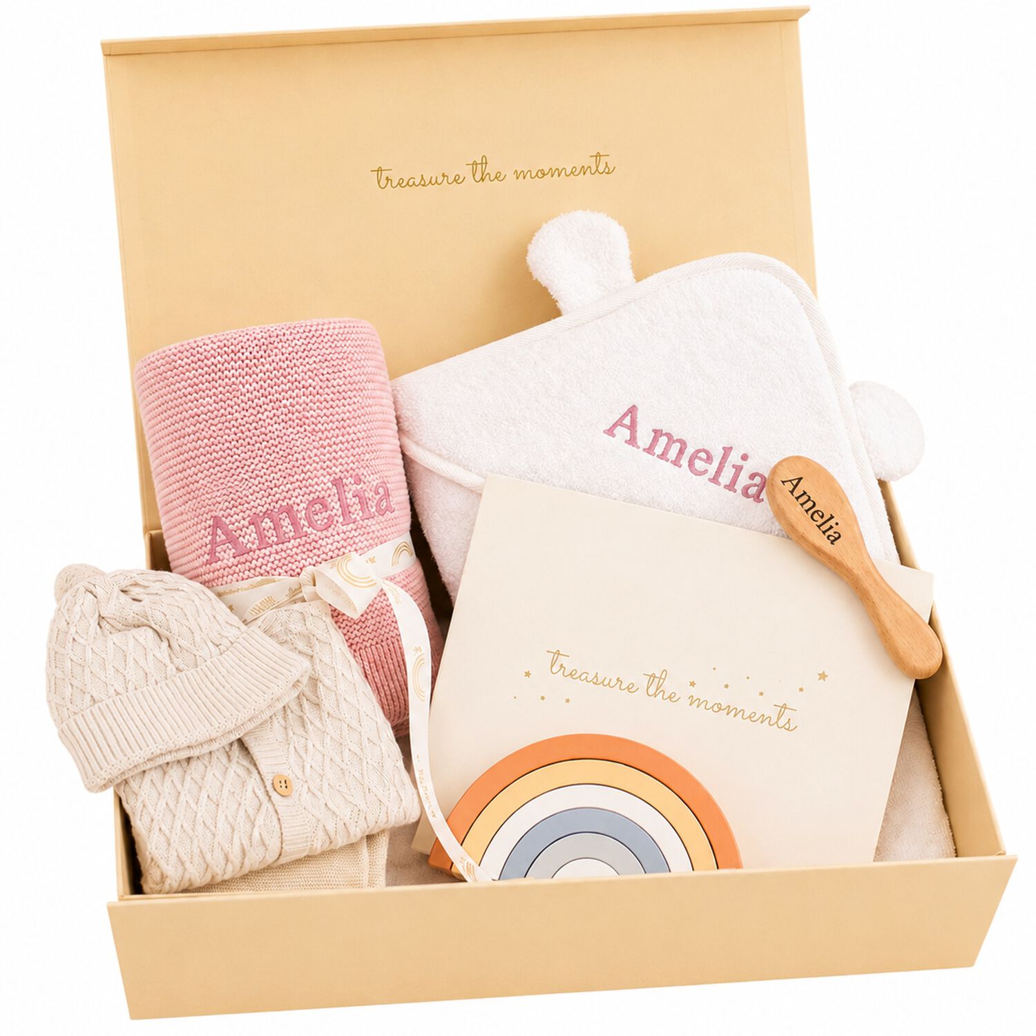 Girls Pink Personalised Ultimate Baby Gift Set, 3, hi-res