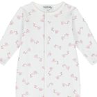 Baby Girls White & Pink Stork Print Babygrow, 2, hi-res