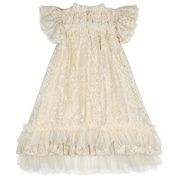 Girls Beige Lace Sequin Christina Dress