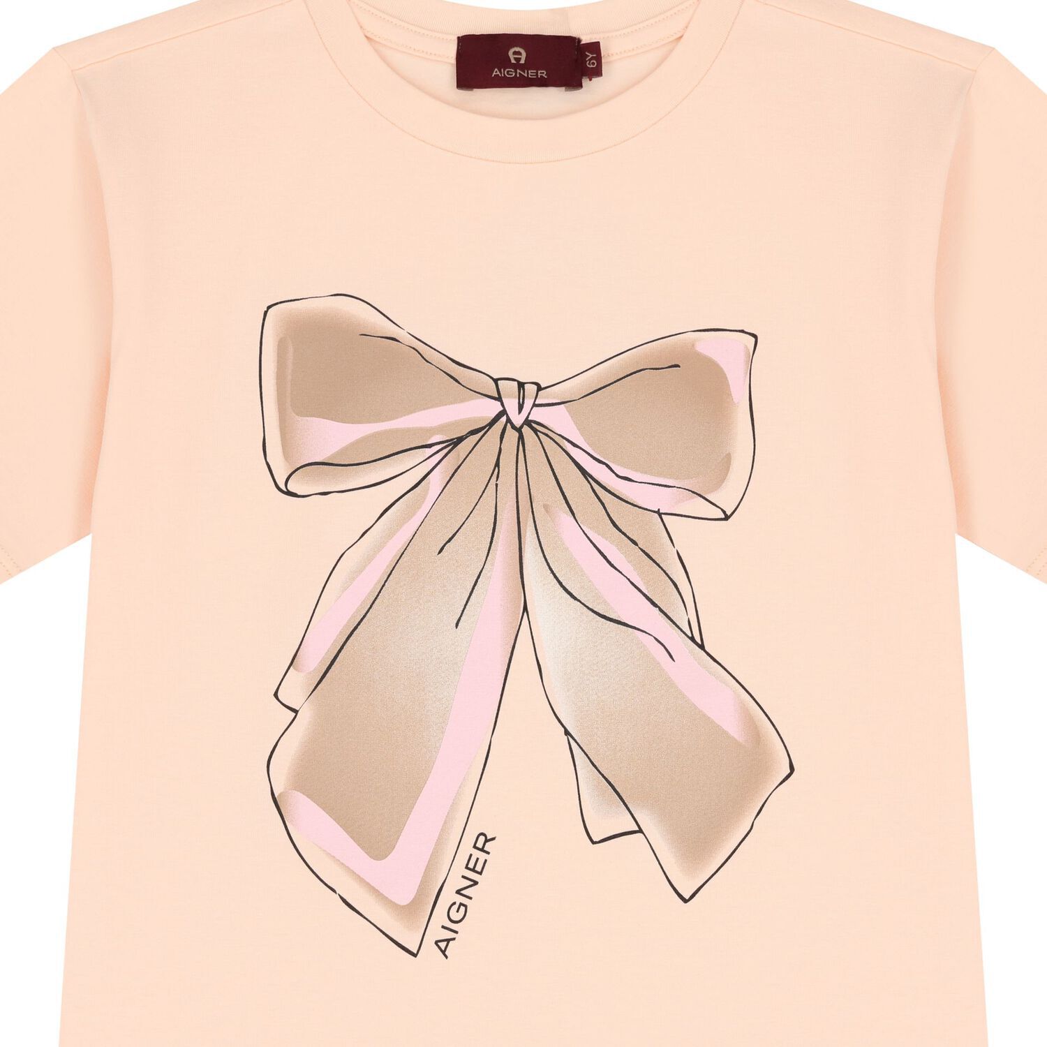 Girls Pink Bow T-Shirt, 2, hi-res