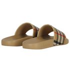 Beige Burberry Check Sliders, 1, hi-res