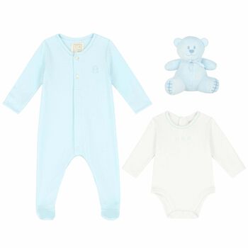 Baby Boys White & Blue Gift Set