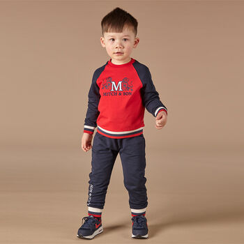 Boys Navy & Red Logo Tracksuit