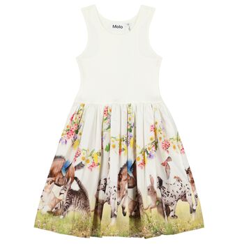 Girls Ivory Floral Dress