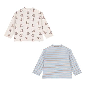 Baby Boys Ivory & Blue Dog Long Sleeve Top ( 2-Pack )