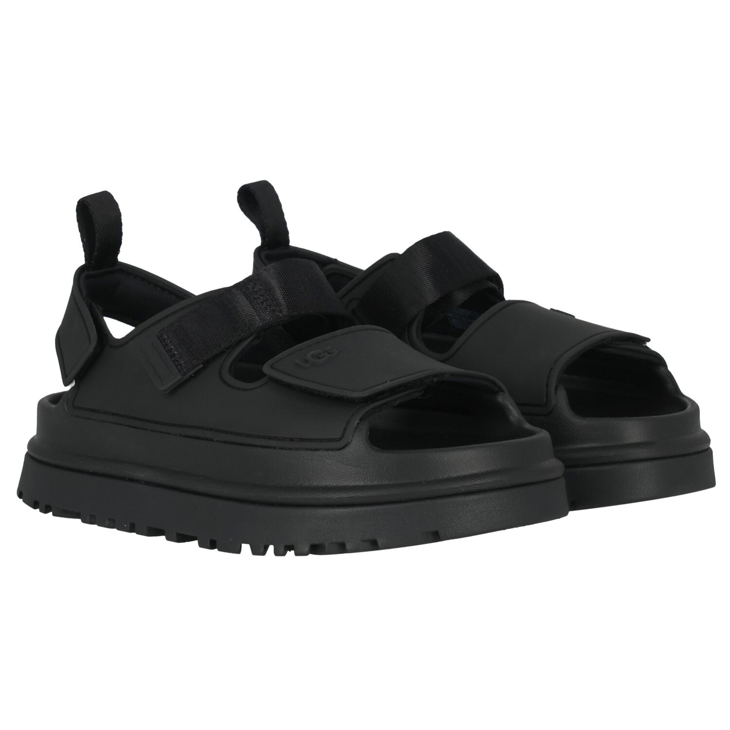 Black Chunky Logo Sandals , 1, hi-res