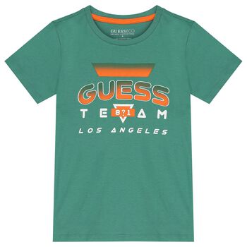 Guess Boys Green Logo T-Shirt, 3 Boys Green Logo T-Shirt