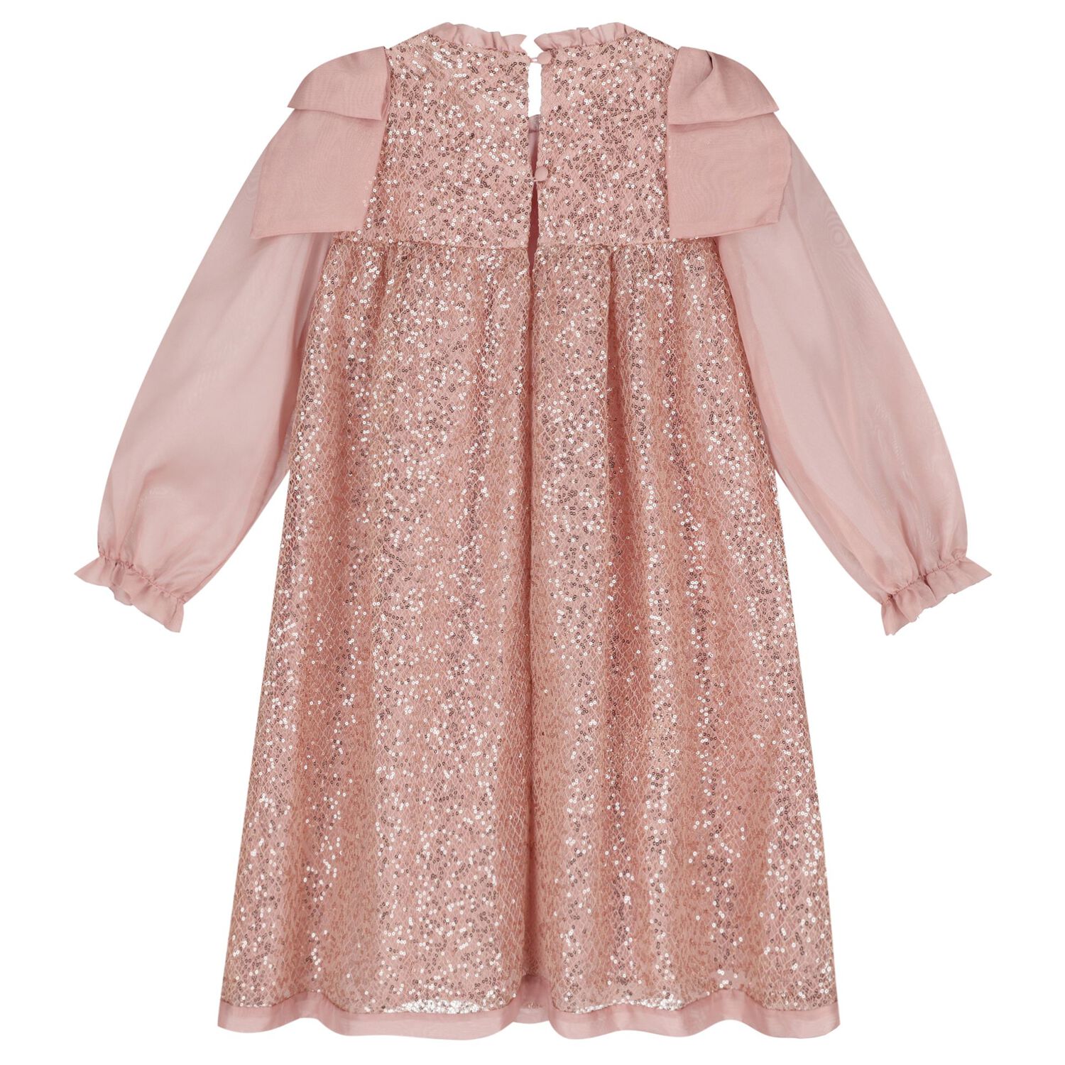 Girls Pink Embellished Sequin Dress, 1, hi-res