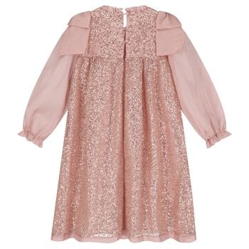 Girls Pink Embellished Sequin Dress