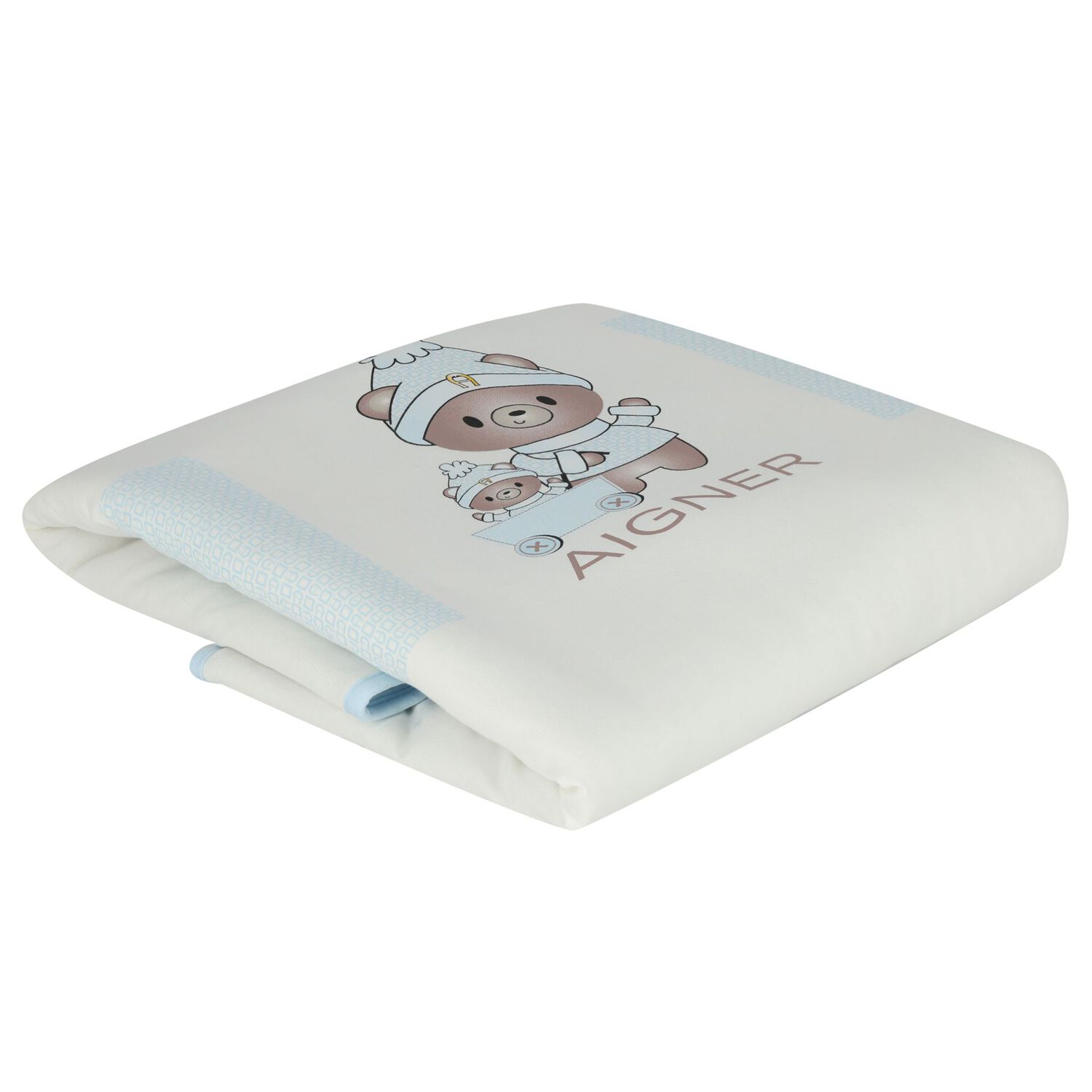 Baby Boys Blue & White Logo Blanket, 2, hi-res