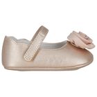 Baby Girls Gold Flower Pre Walker Shoes, 4, hi-res