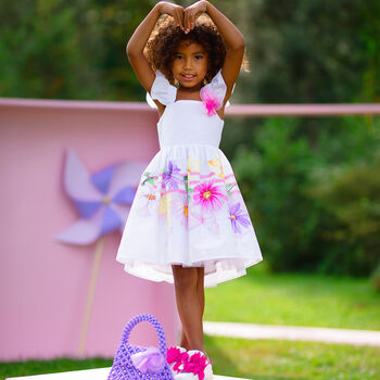 Girls White Floral Dress