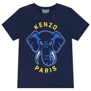 Boys Navy Blue Elephant Logo T-Shirt