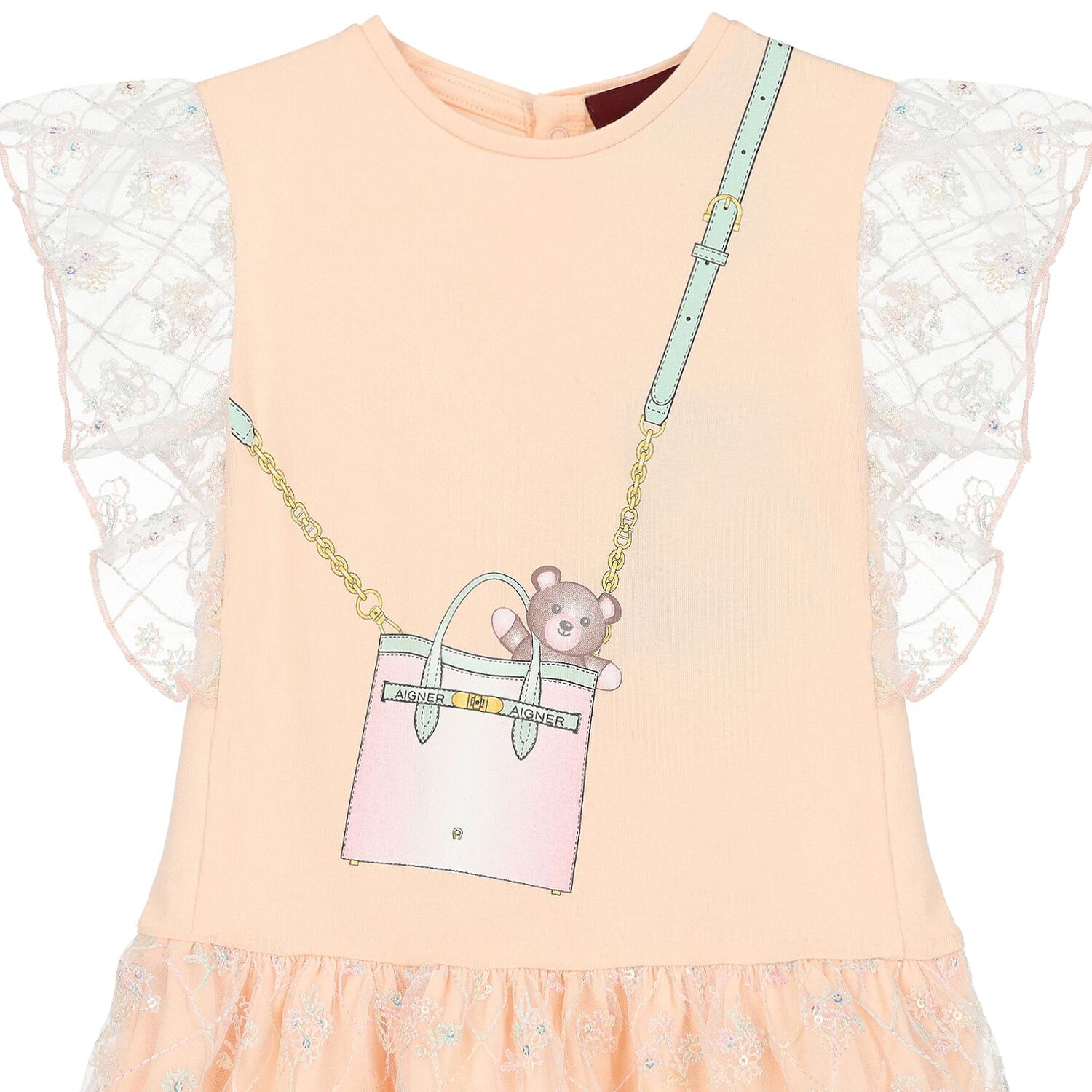 فستان بنات بطبعة حقيبة باللون الوردى, 1, hi-res image number null