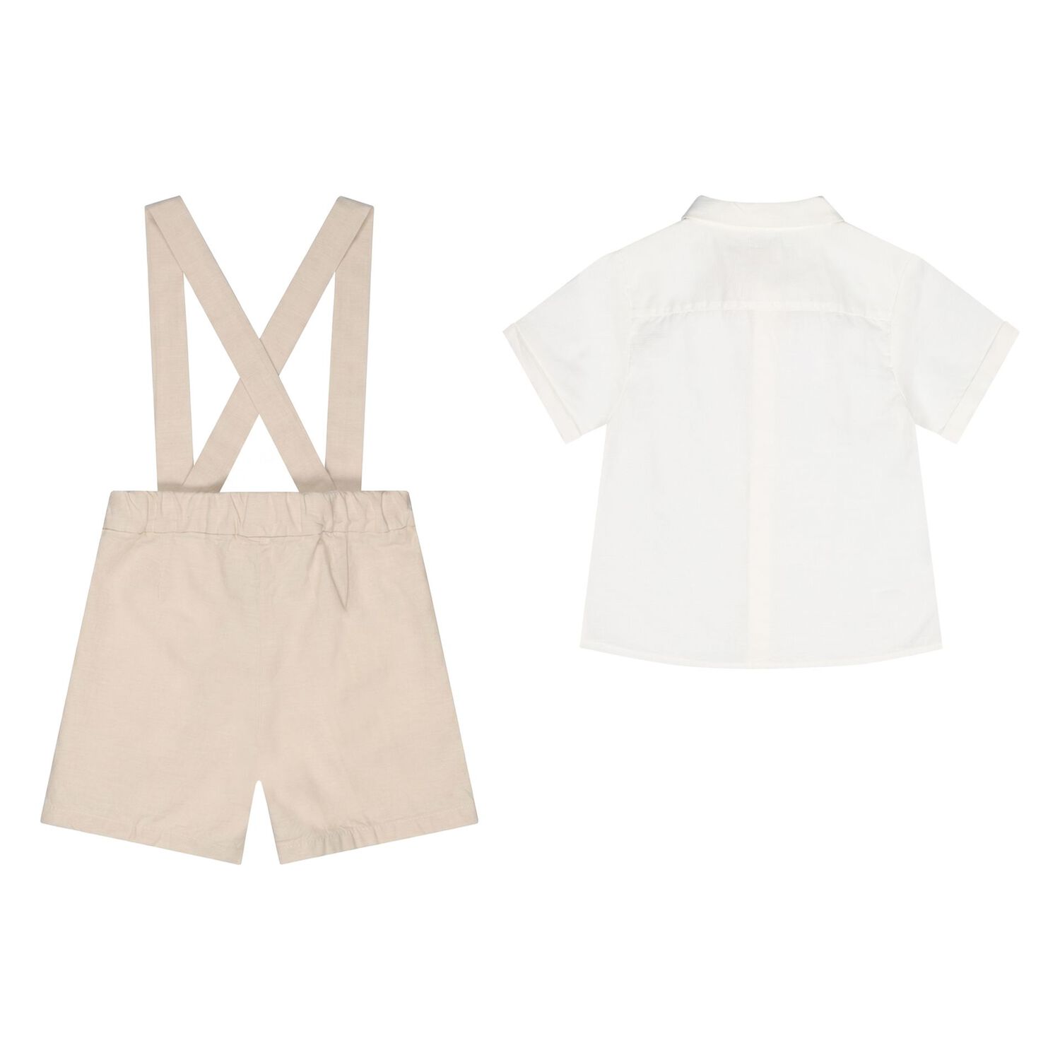 Younger Boys Beige & Ivory Shorts Set, 2, hi-res
