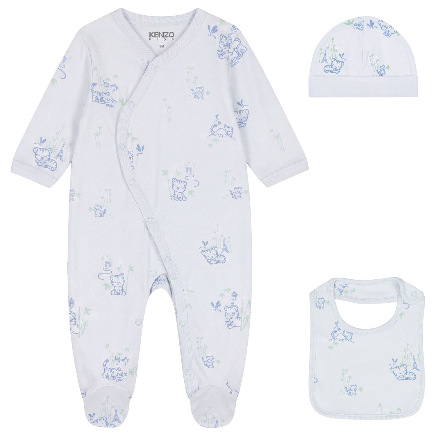 Baby Boys Blue Tiger Babygrow Gift Set, 1, hi-res