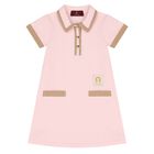 فستان بولو بنات بالشعار باللون الوردي, 2, hi-res