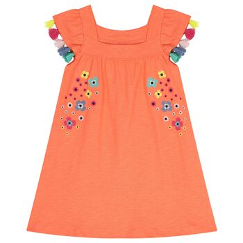 Girls Orange Floral Dress