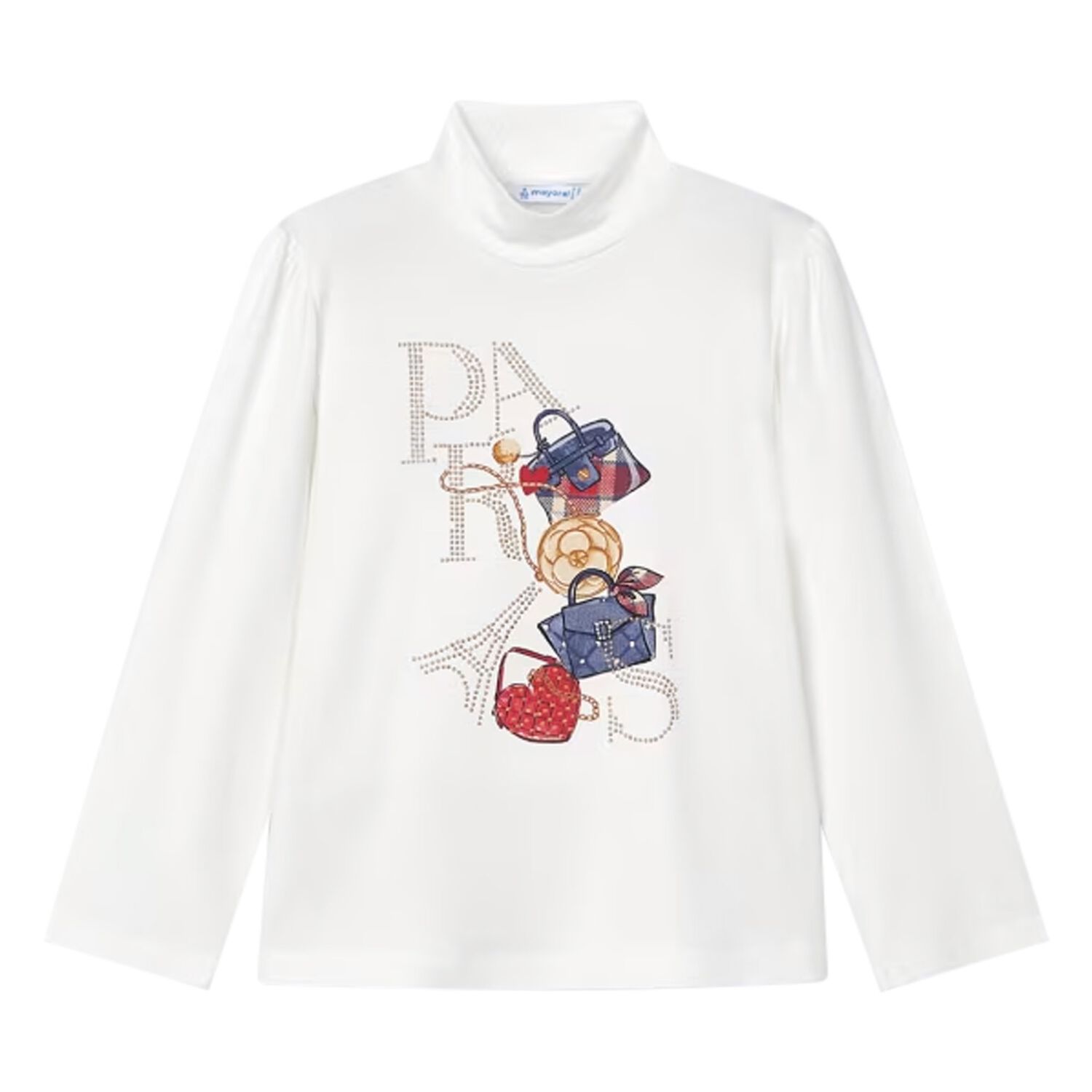 Girls Ivory Hand Bag Long Sleeve Top, 1, hi-res image number null