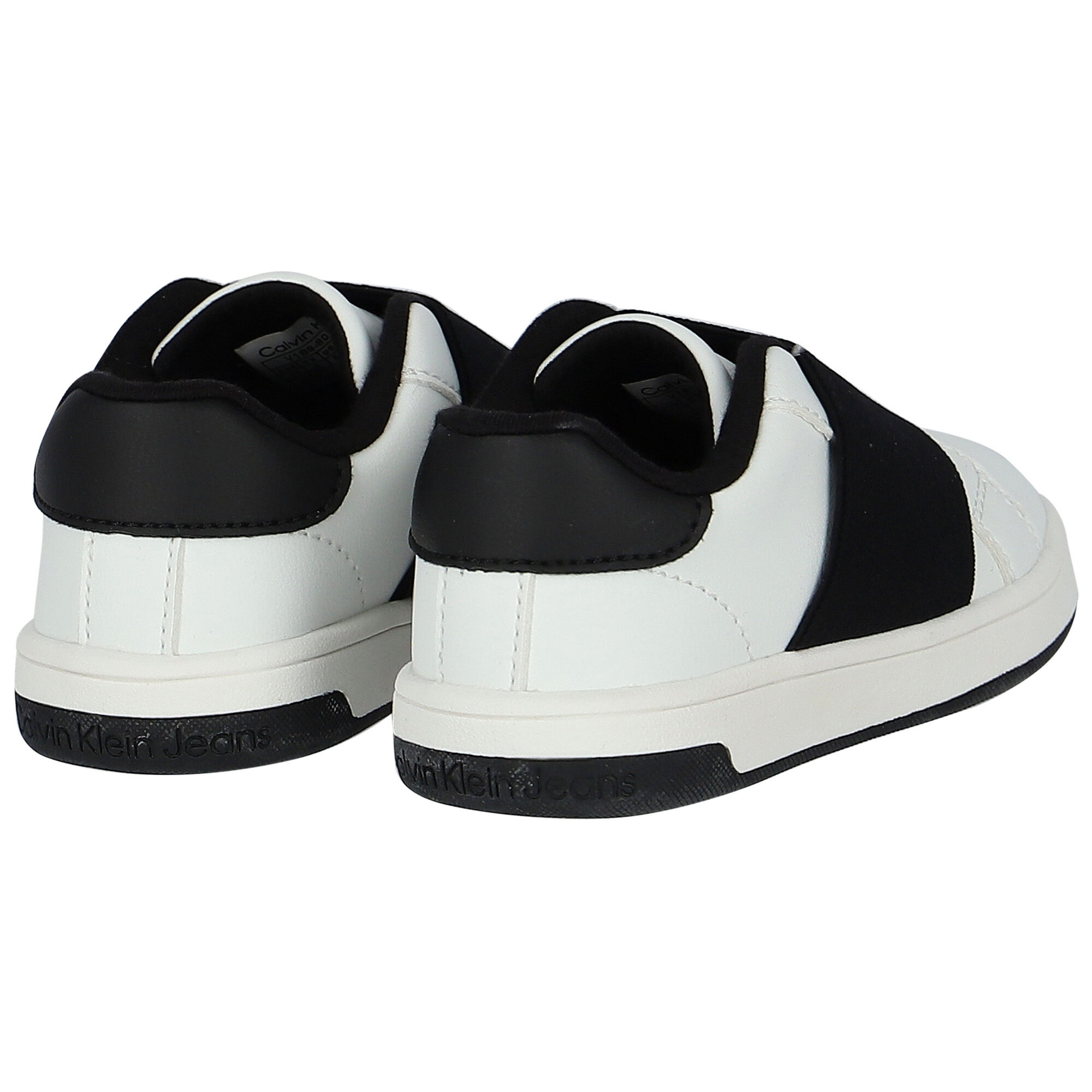 Calvin Klein White Black Logo Trainers Junior Couture USA