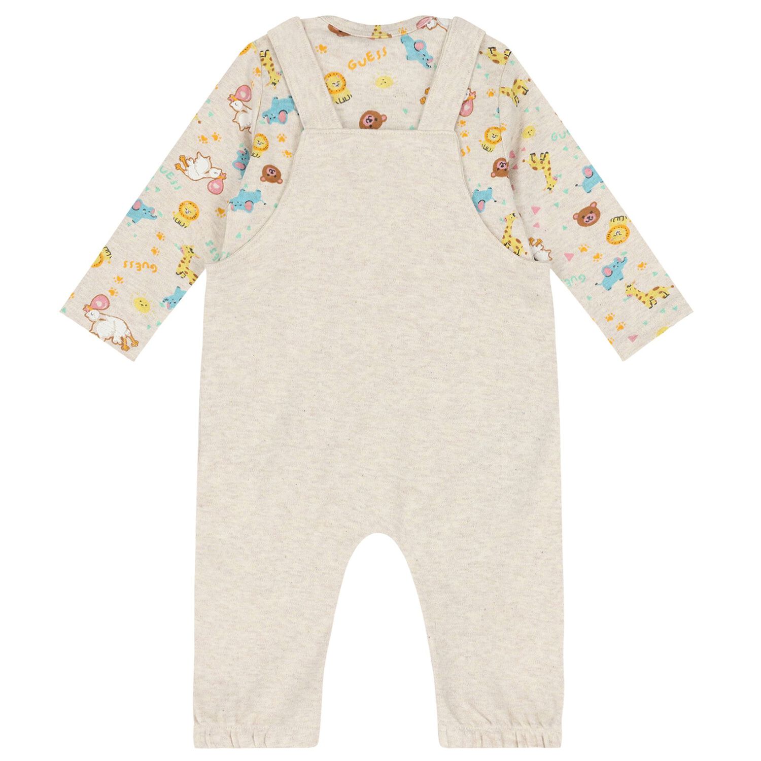 Baby Girls Beige Logo Dungaree Set, 1, hi-res image number null