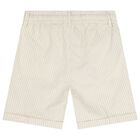 Boys Ivory & Beige Striped Shorts Set, 1, hi-res