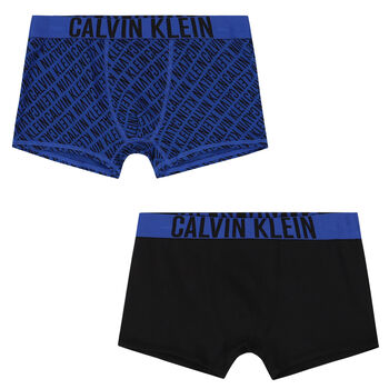 Boys Black & Blue Logo Boxer Shorts ( 2-Pack ) 