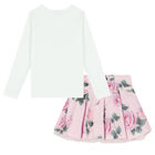 Girls Ivory & Pink Rose Print Skirt Set, 1, hi-res