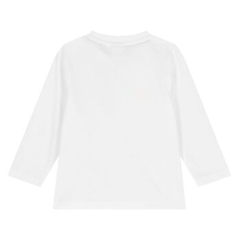 Younger Boys White Logo Long Sleeve Top