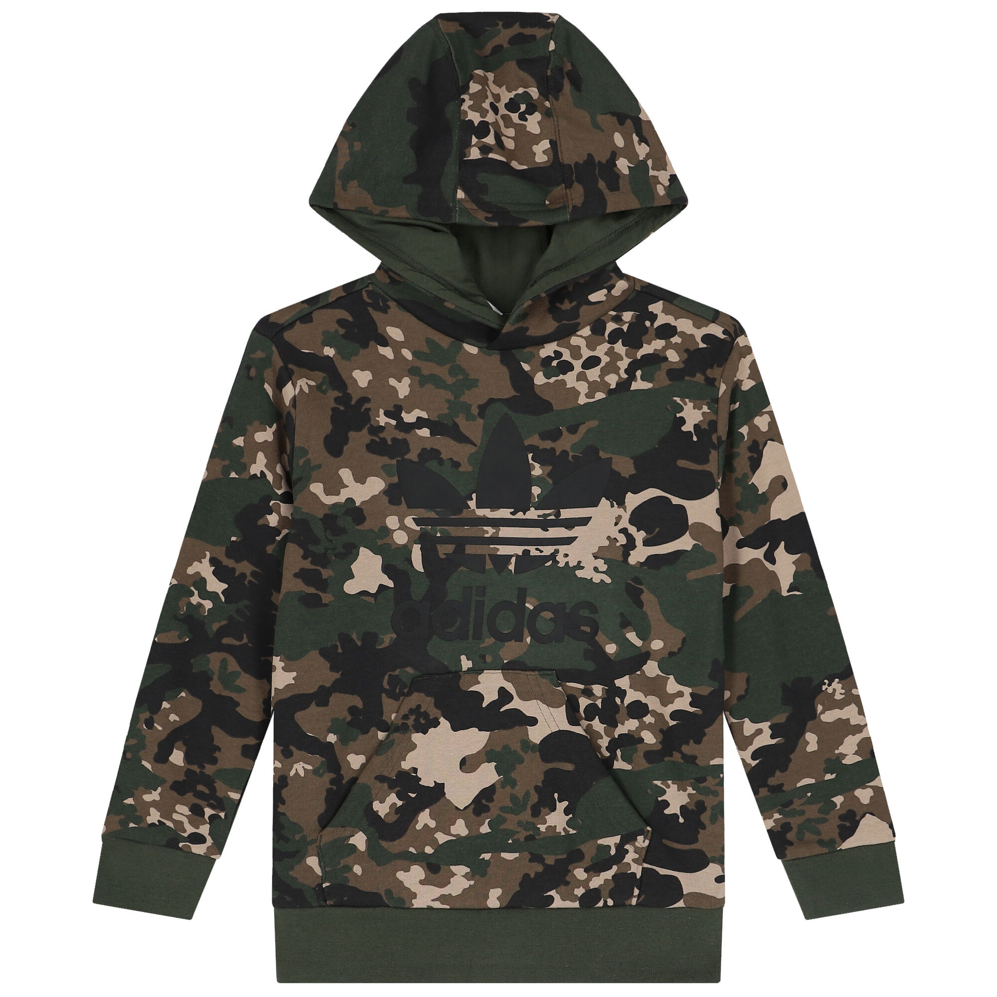 adidas Originals Green Black Trefoil Logo Camouflage Hooded Top