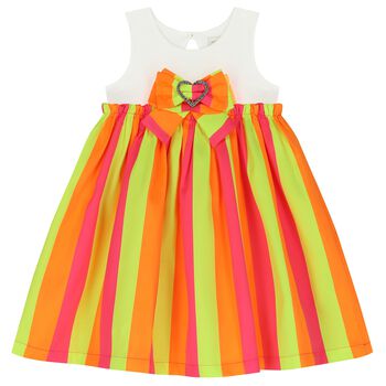 Girls Yellow & Pink Striped Dress