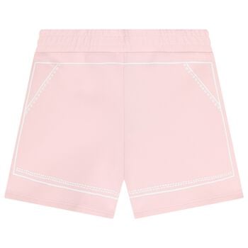 Girls Pink Stitched Print Shorts