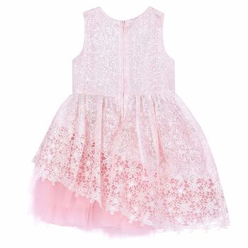 Girls Pink Lace Embellished Dress