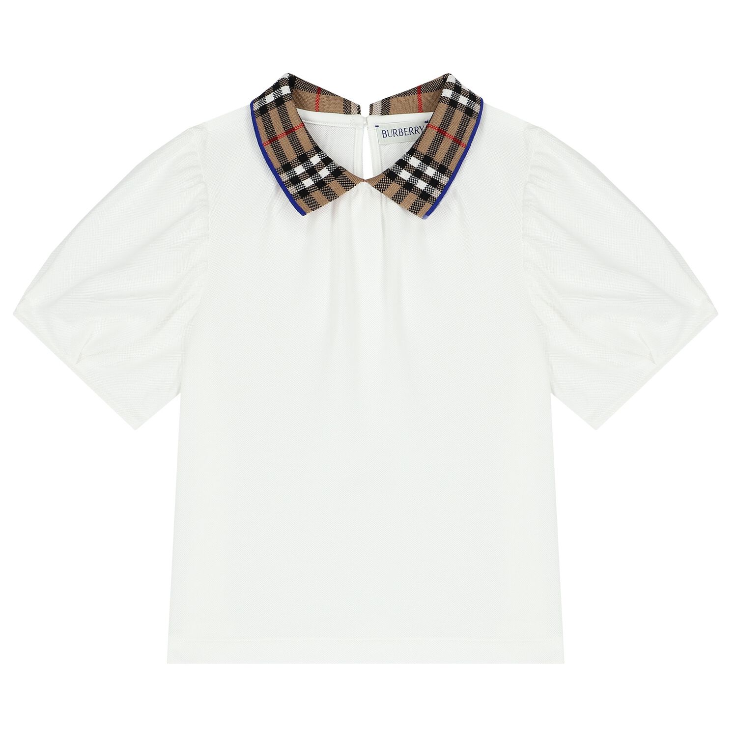 Girls White Check Polo Shirt, 1, hi-res image number null