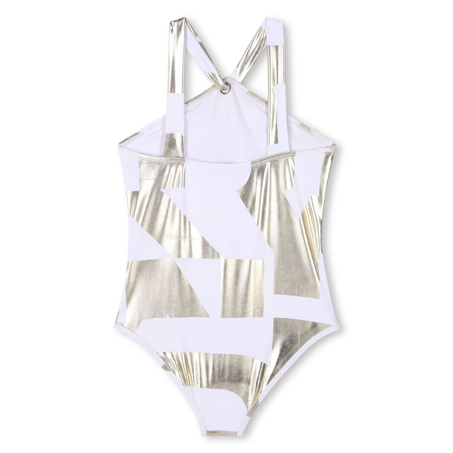 Girls White & Gold Logo Swimsuit, 1, hi-res image number null