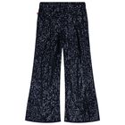 Girls Navy Blue Sequin Trousers, 1, hi-res