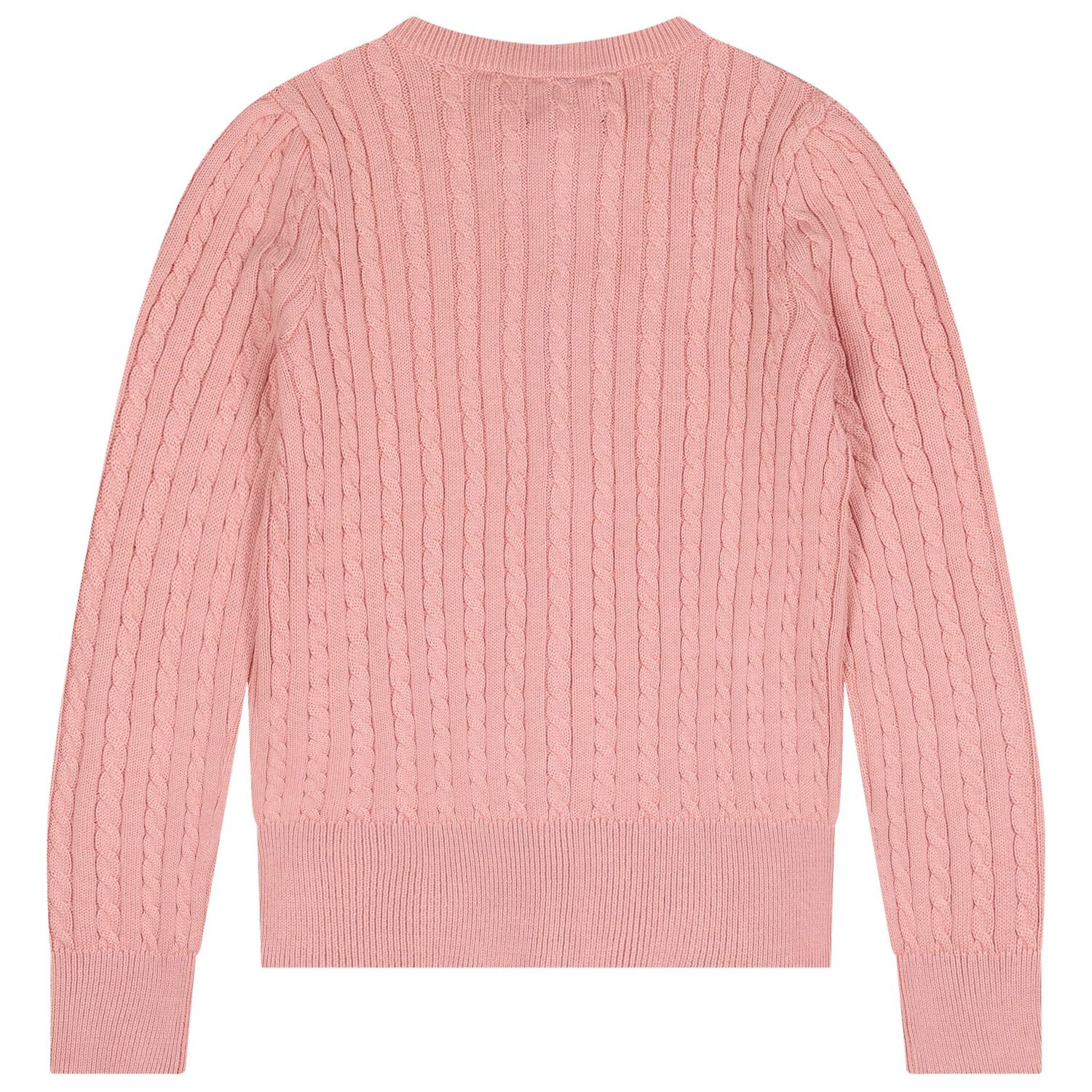 Girls Pink Logo Cable Knit Cardigan , 1, hi-res