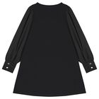 Girls Black Logo Dress, 1, hi-res