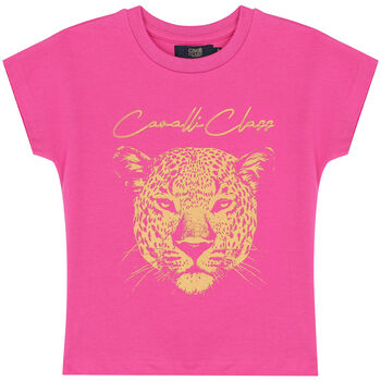 Girls Pink Logo & Cheetah T-Shirt