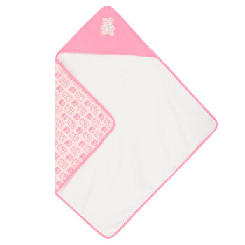 Baby Girls Pink Teddy Logo Hooded Towel