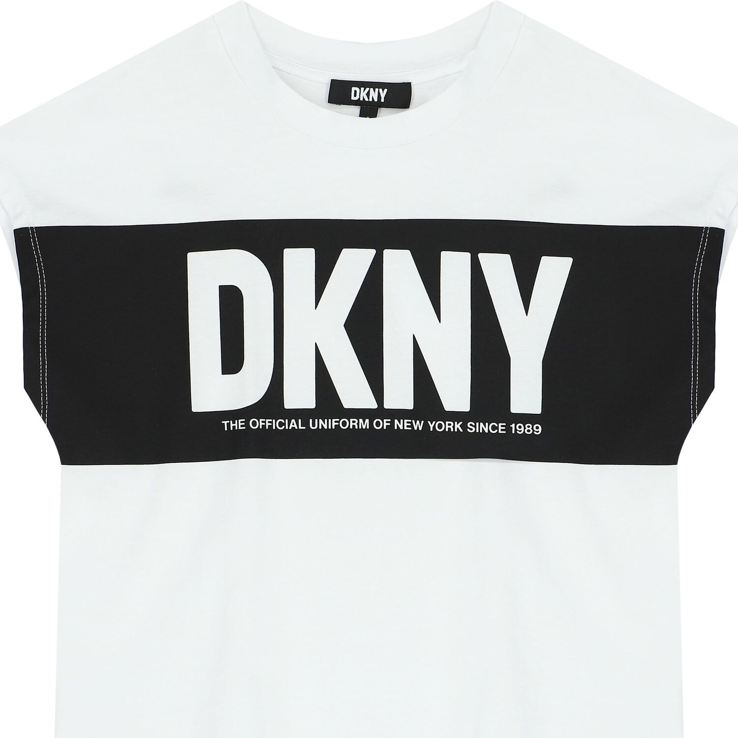 تيشيرت بنات بالشعار باللون الأبيض والأسود, 1, hi-res