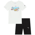 White & Black SpongeBob Logo Shorts Set, 1, hi-res