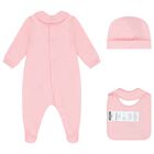 Baby Girls Pink Teddy Bear Logo Babygrow Gift Set, 4, hi-res