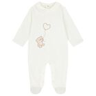 White Teddy Bear Babygrow, 1, hi-res