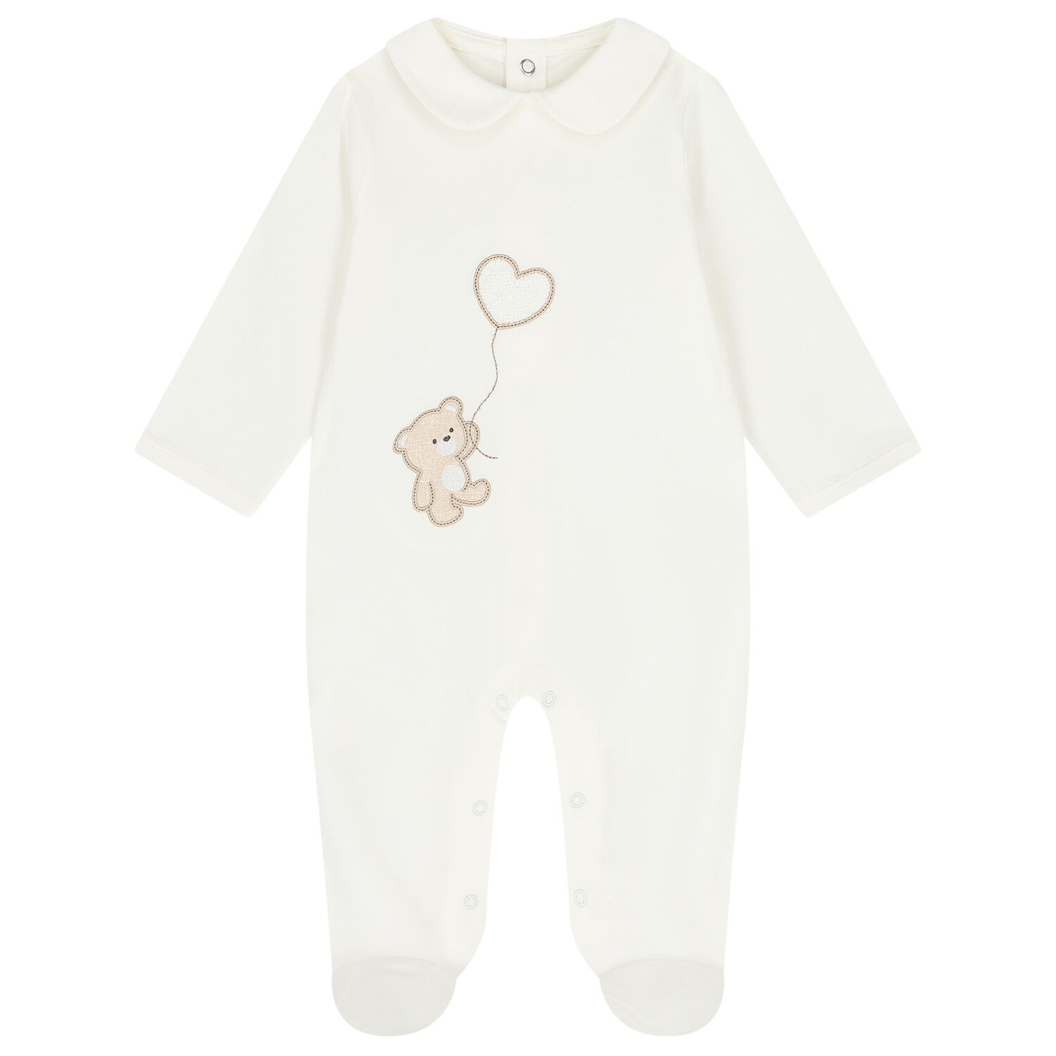 White Teddy Bear Babygrow, 1, hi-res