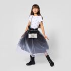 Girls Black Logo Tulle Skirt, 1, hi-res